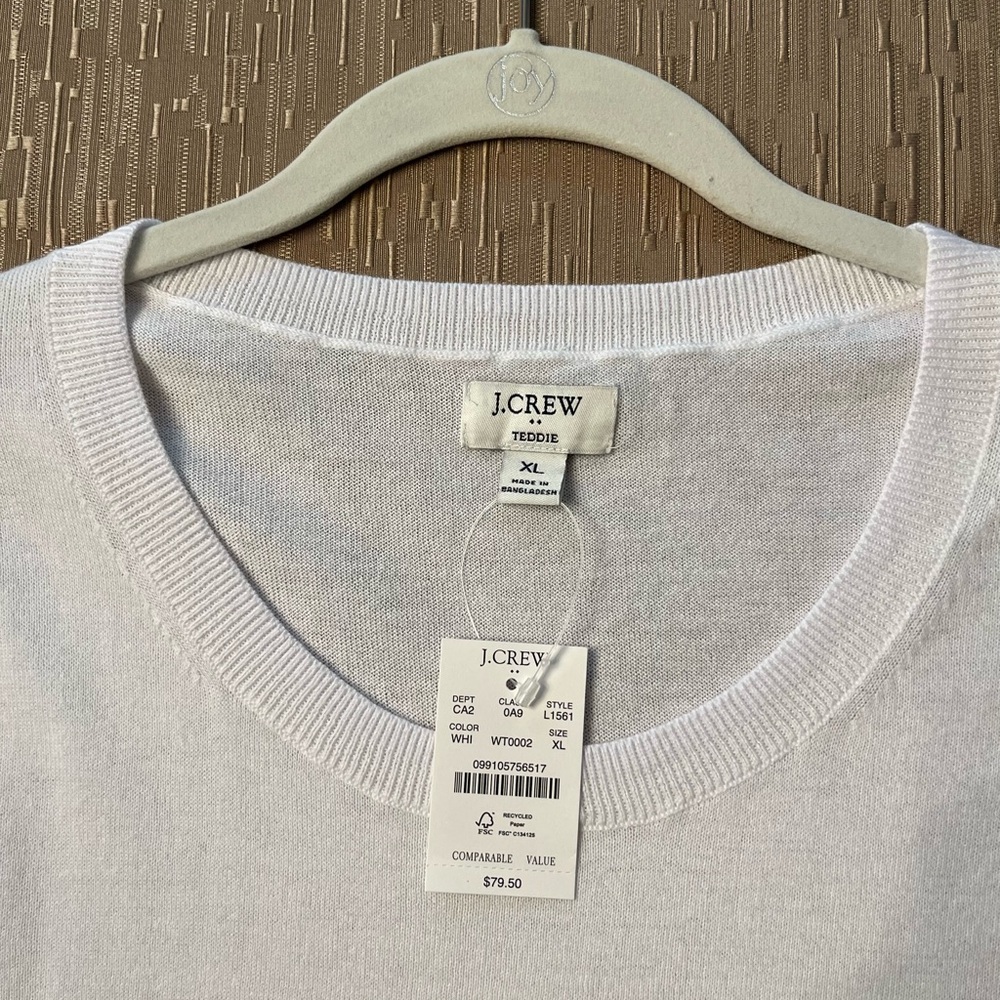 J. Crew Factory White Crew Neck Sweater